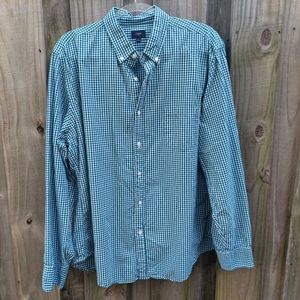 J. Crew Factory Button-up Shirt Green White Check Size XL
